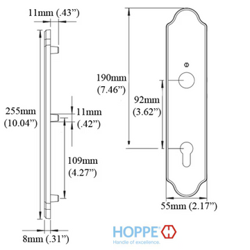 HOPPE WIDE TRADITIONAL EXTERIOR BACKPLATE M3965N FOR ACTIVE HANDLESETS - RESISTA BRASS